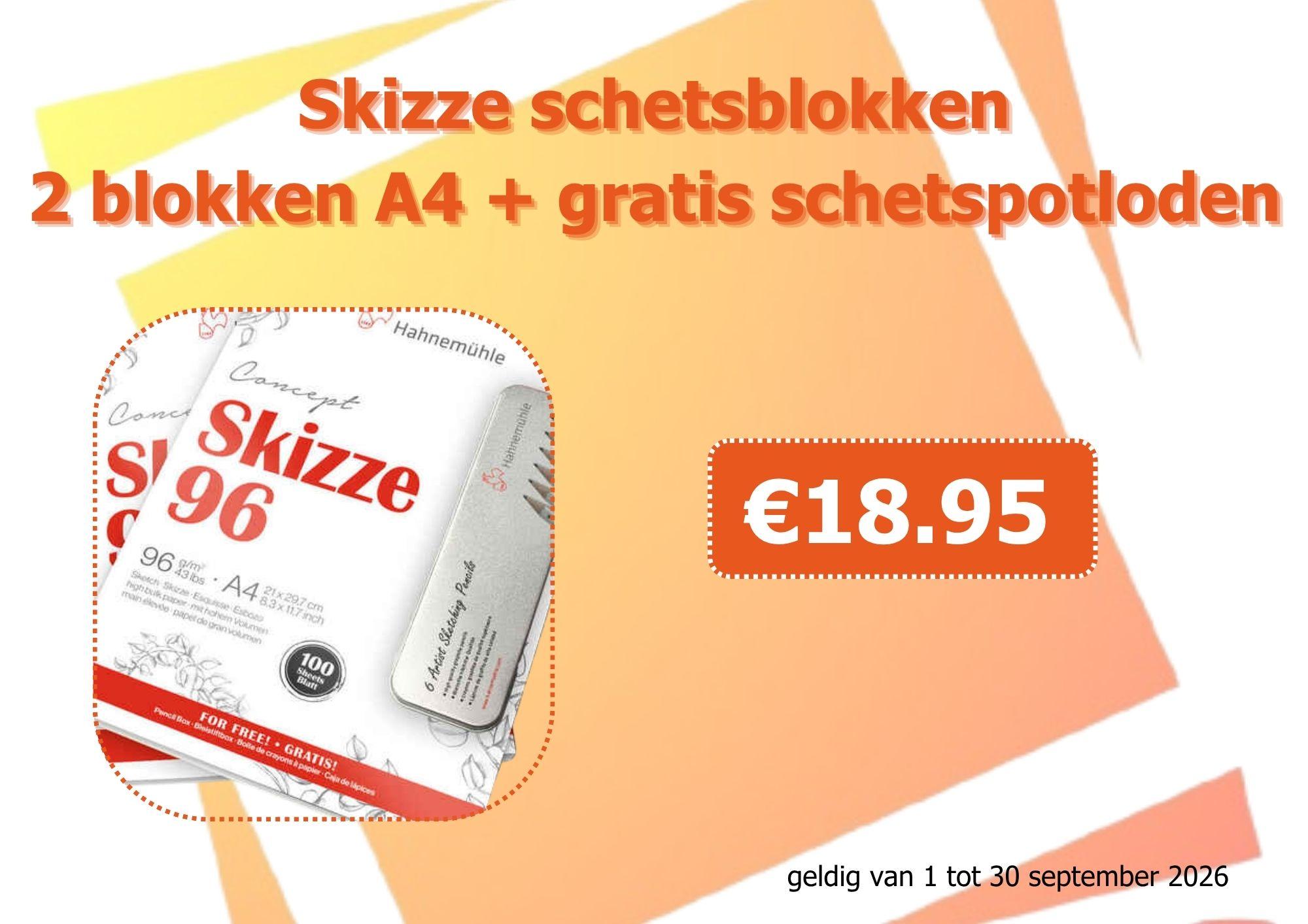 Skizze schetsblokken2 A4 blokken + gratis schetspotloden